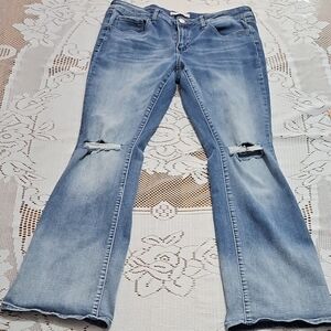 SO Blue Flare Wide Leg Jeans with Vintage Wash
